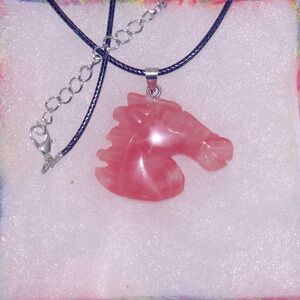 Hippie Boho Cherry Quartz Crystal Horse 🐎 Silver 18-20” Neck…
